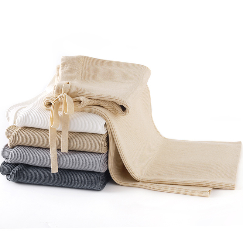 High-Quality Imitation Wool Knit Wide-Leg Pants for Women, New Autumn and Winter Style, Drapey, Lazy Style, Loose Striped Casual Straight-Leg Long Pants