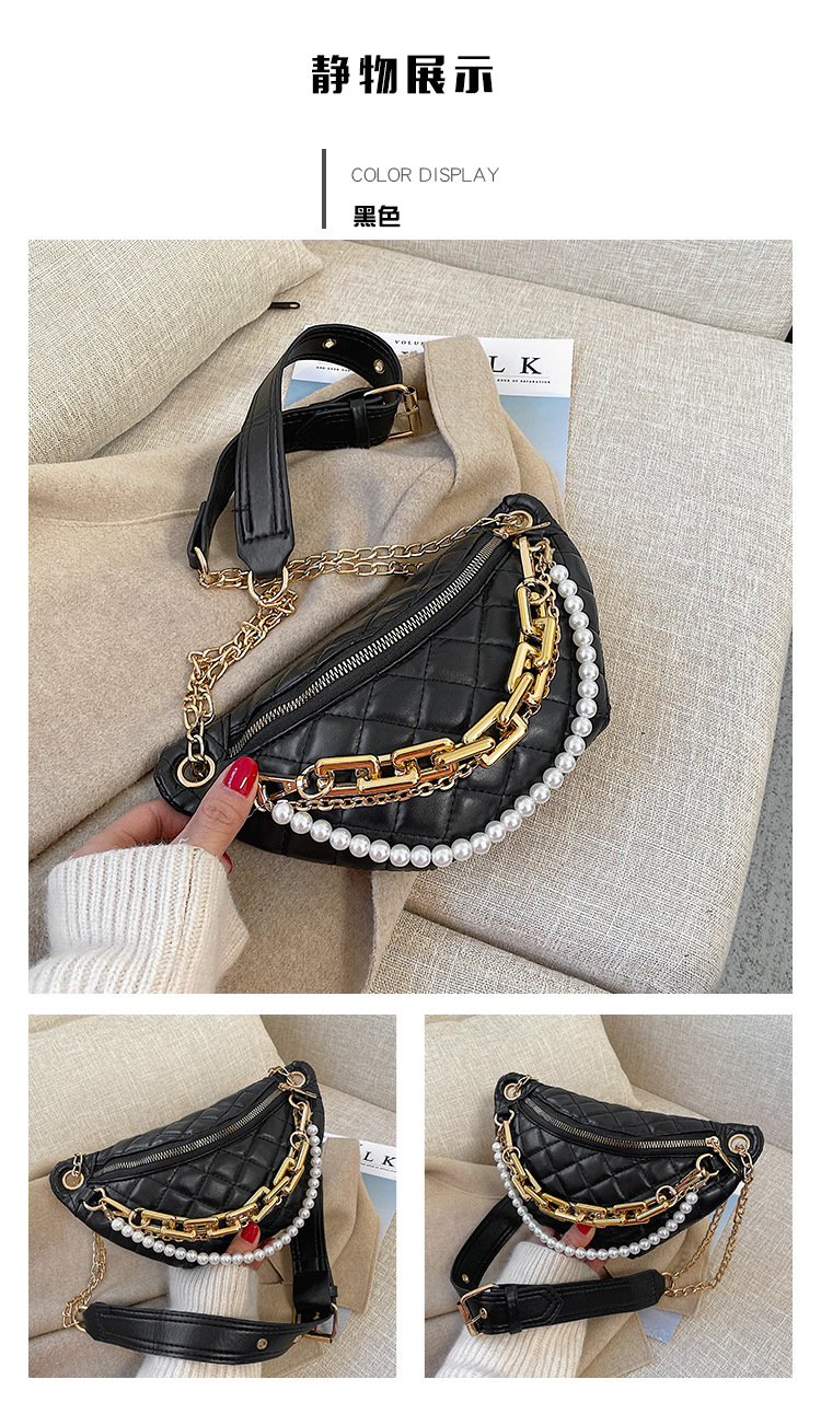 Korean Fashion Pearl Chain Crossbody Chest Bag display picture 28