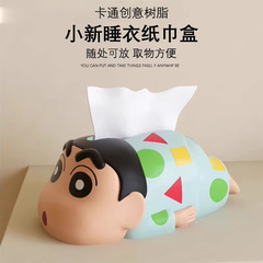 クレヨンの小さい新しいティッシュの箱の新型の漫画の客間のデスクトップの家庭の高級感は紙の箱のかわいいしんちゃんの置物を引き出します。