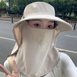2025新款夏季防晒帽透气遮脸面罩护颈一体太阳帽紫外线户外遮阳帽