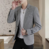 suit spring and autumn Chidori lattice Korean Edition Trend jacket Blazer coat man handsome leisure time man 's suit