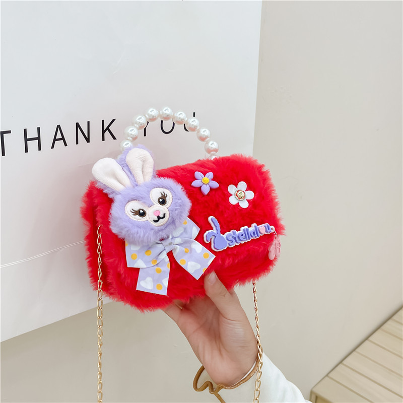 Chanel estilo princesa flor accesorios bolsa conejito bolso de hombro del niño Bolsa de felicitación de Año Nuevo estilo coreano bolsa de mensajero de los niños de dibujos animados