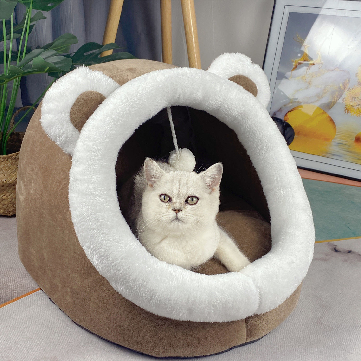 Mascota cuatro estaciones cálido gato nido invierno gato nido perrera Four Seasons suministros universal cerrado gato cama extraíble y lavable