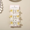 #2 White Pearlescent-Yellow [Set of 6 with Card] 4cm Plumeria Style