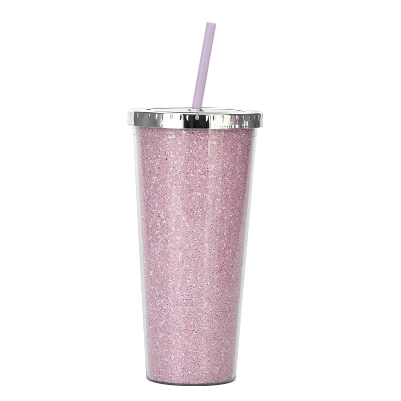 Copa de paja de plástico de doble capa de gran capacidad Amazon 24oz como taza de agua universal de comercio electrónico transfronterizo para estudiantes masculinos y femeninos