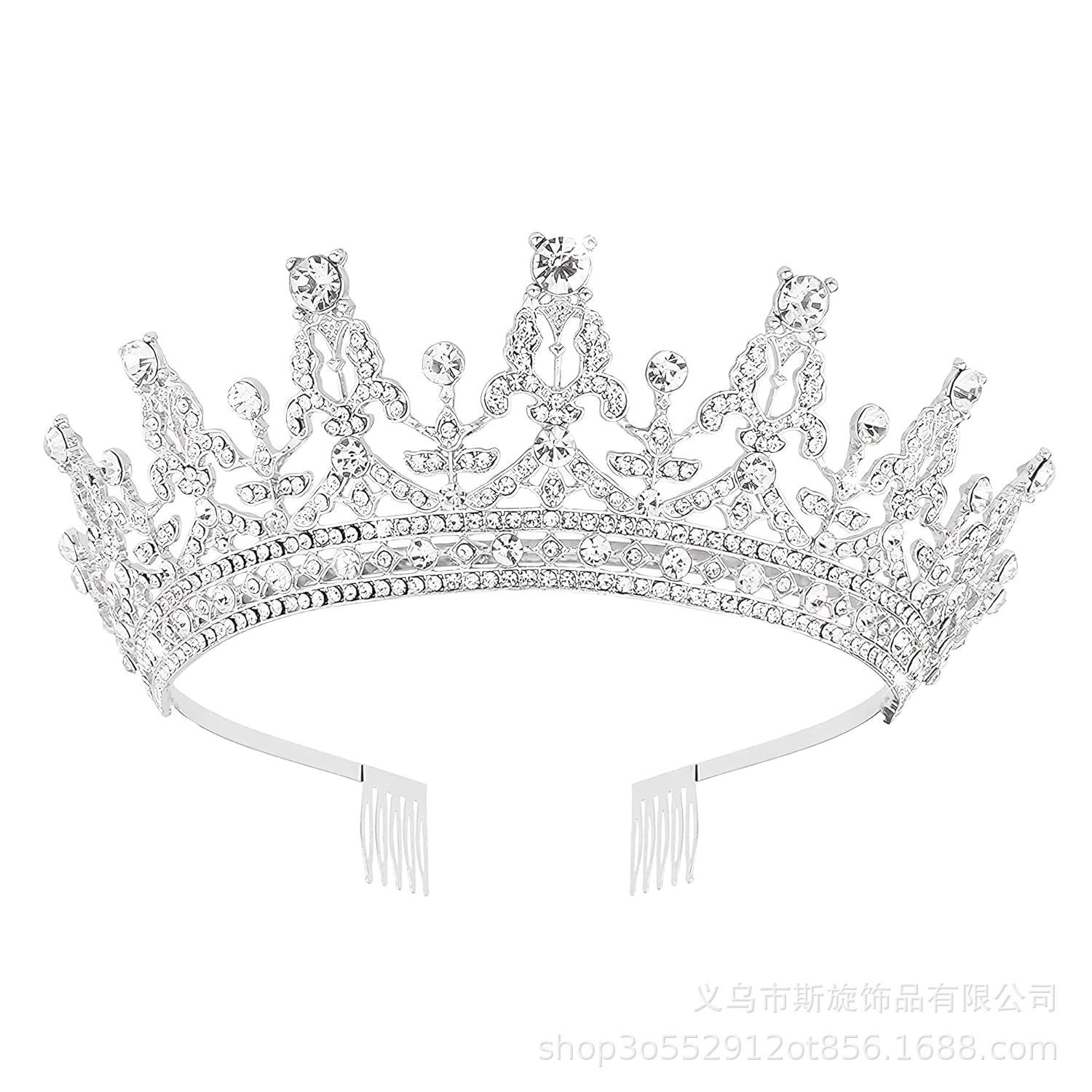 Corona de novia europea y americana color transfronteriza diamante banda de pelo barroco aleación corona vestido de boda accesorios para el cabello