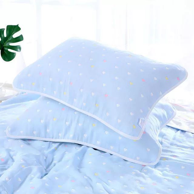 Children's pillowcase, cotton gauze cartoon breathable pillow for kindergarten