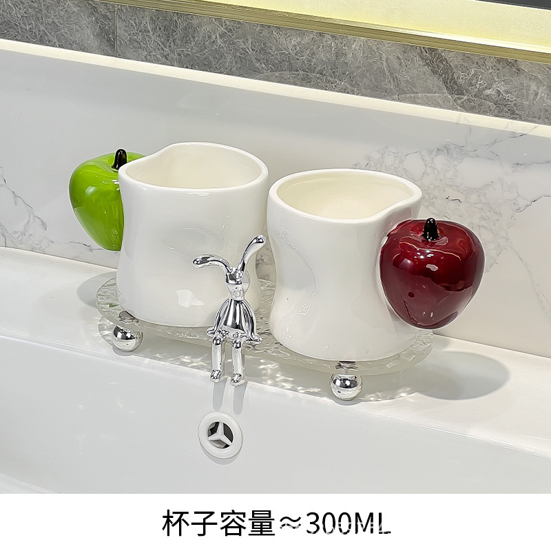 情侣漱口杯置物架陶瓷洗漱杯子轻奢牙具杯刷牙杯电动牙刷牙膏套装|undefined