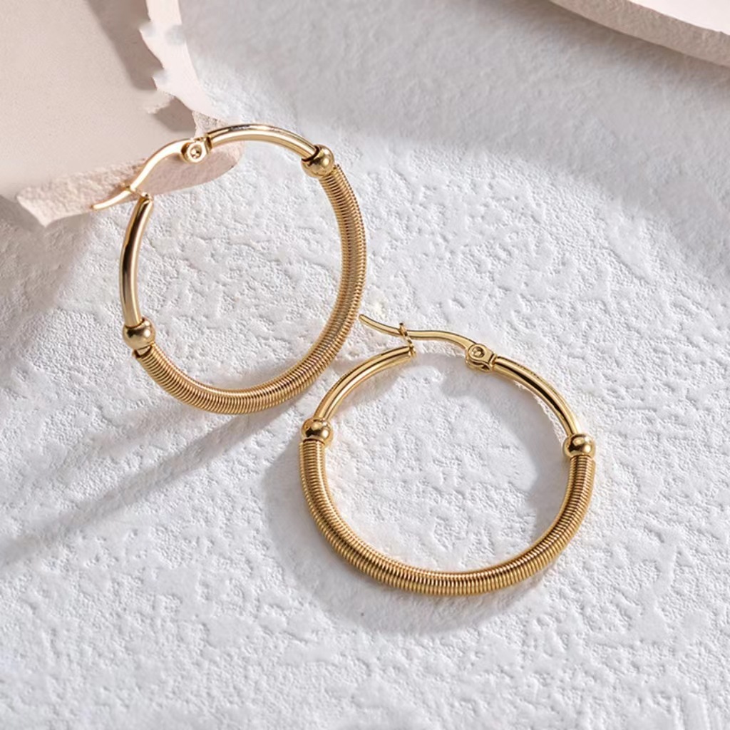 12g Weight Hoop Earrings Classification 1 Pair Quantity 1 Pair Simple Style Solid Color Plating Stainless Steel Hoop Earrings