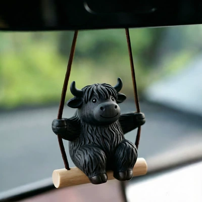 Interesting Highland Cow Swing Car Car hanging - black-ordinary-style