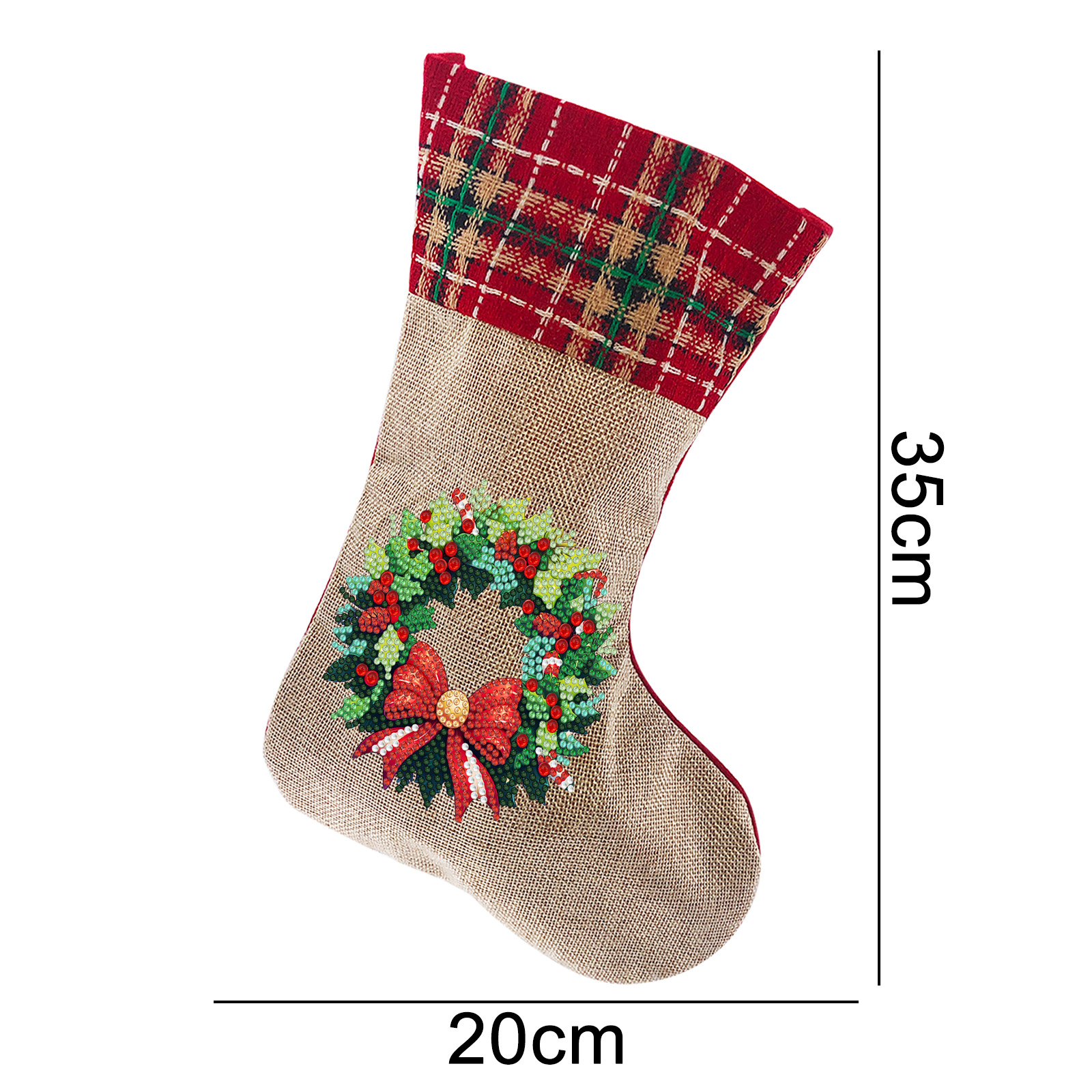 Diamante dibujo perimetral DIY calcetines de Navidad hechos a mano diamante pegado bolsas de dulces bolsas de regalo de Navidad bolsas de lino distribuibles