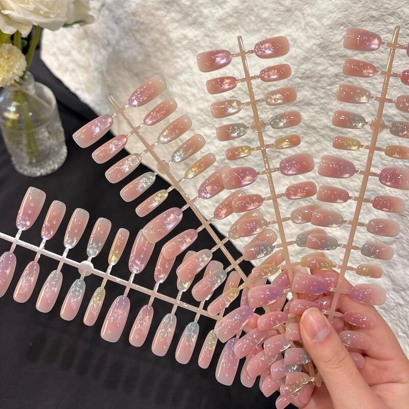 Bubble Forest Cat Eye Wearable Nails with Multicolor Glass Beads, Glue-On Nail Art Printing, 3D Nail Stickers, 30 Pieces, Spray-On Bubble Forest Cat Eye Wearable Nails with Multicolor Glass Beads, Glue-On Nail Art Printing, 3D Nail Stickers, 30 Pieces, Spray-On