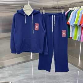 CASA卡萨新款男运动穿绳帽衫春秋印花长袖卫衣连帽上衣男款套装