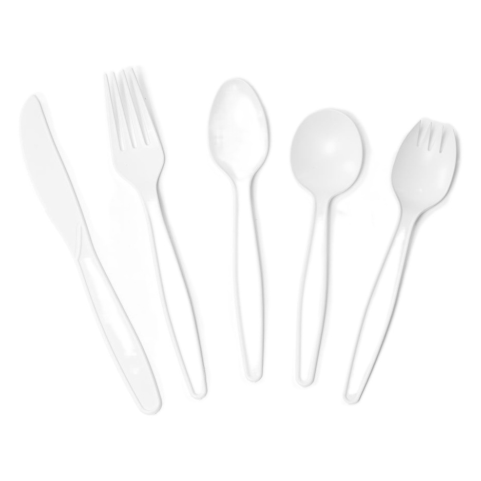 Almidón de maíz de 7 pulgadas cuchillo y tenedor cuchara de sopa cuchara de té ecológico cuchillo y tenedor cuchara degradable embalaje independiente vajilla desechable