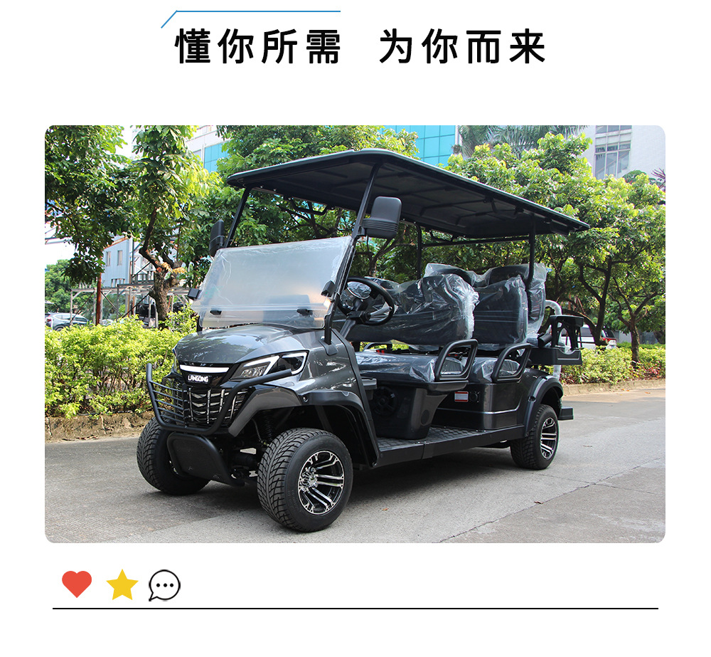 4+2 Seat Export Golf Cart, 6 Seat Low-Speed Golf Cart, Multi-Seat Tourist Shuttle Bus, Right-Hand Drive Sightseeing Vehicle