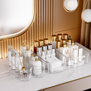 Bathroom Storage Box with Handle, Transparent and Visible Thickeneded Bathroom Storage Rack, Cosmetics Washbasin Storage