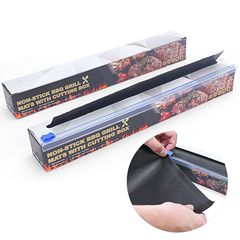 Amazon 1 meter 2 meters 4 meters with trimming strips Teflon BBQ non-stick black barbecue mat barbecue tools
