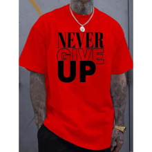 Men's "Never Give Up" Pattern T-Shirt - Cotton, Soft�羳ŷ��