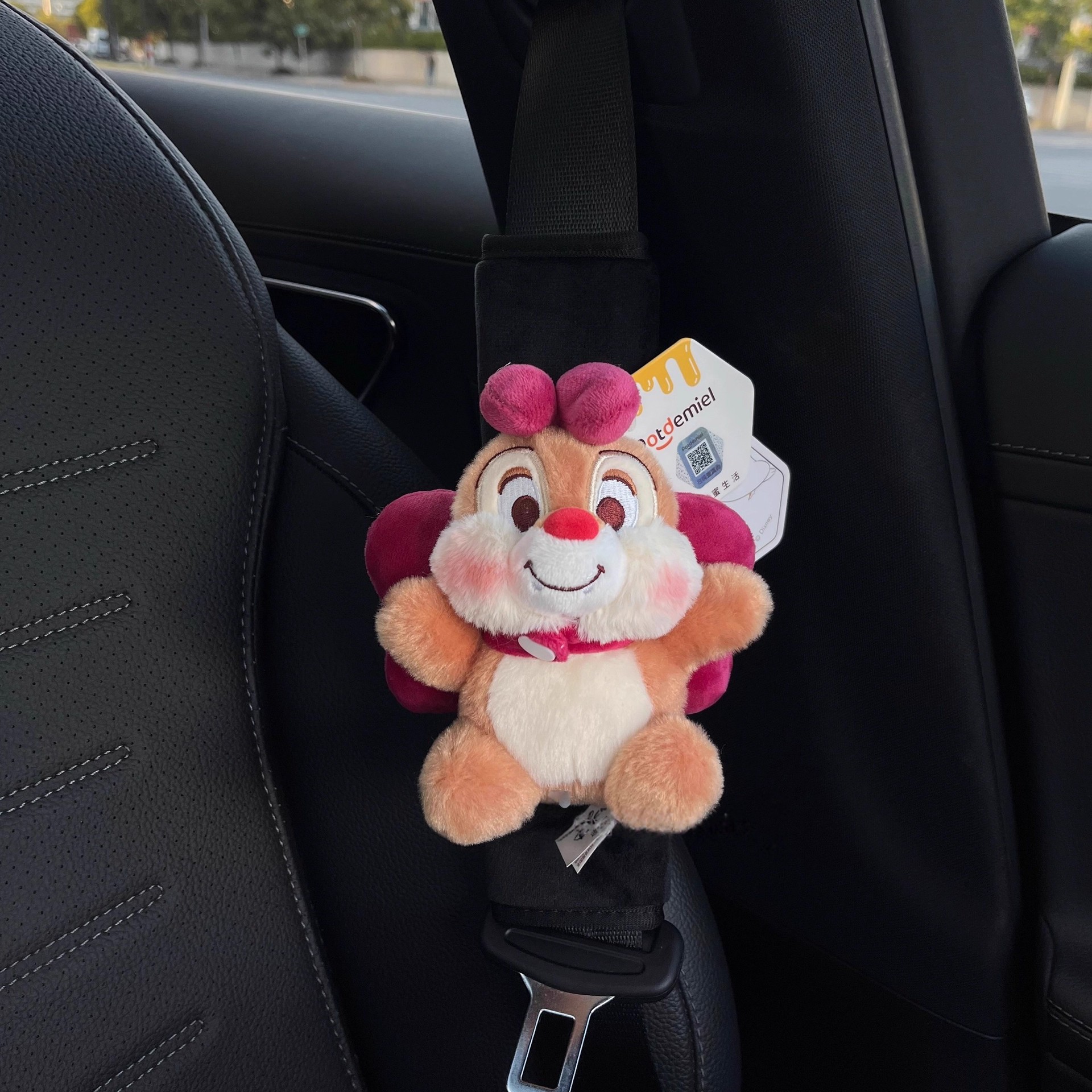 Authentic Bow-Knot Chichititi Safety Belt Shoulder Cover Couple Plush Doll Car Interior Decoration Ornaments for Women