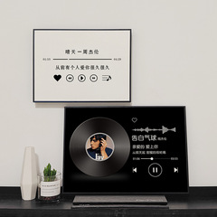 周杰倫の歌詞レコード白黒シンプルなメーターボックス装飾絵画ブロック 2025 新しいインターネット有名人周辺機器