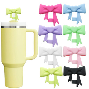 Cross-Border Spot Heart Bow Straw Cap Silicone Straw Cover Stanley Water Cup 10mm Straw Cover Wholesale