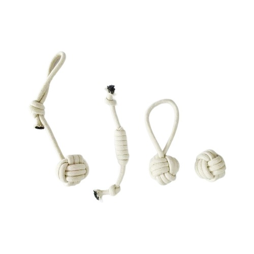 Dog bite rope beige cotton rope braided teeth resistant to bite-resistant new dog toy set pet toys