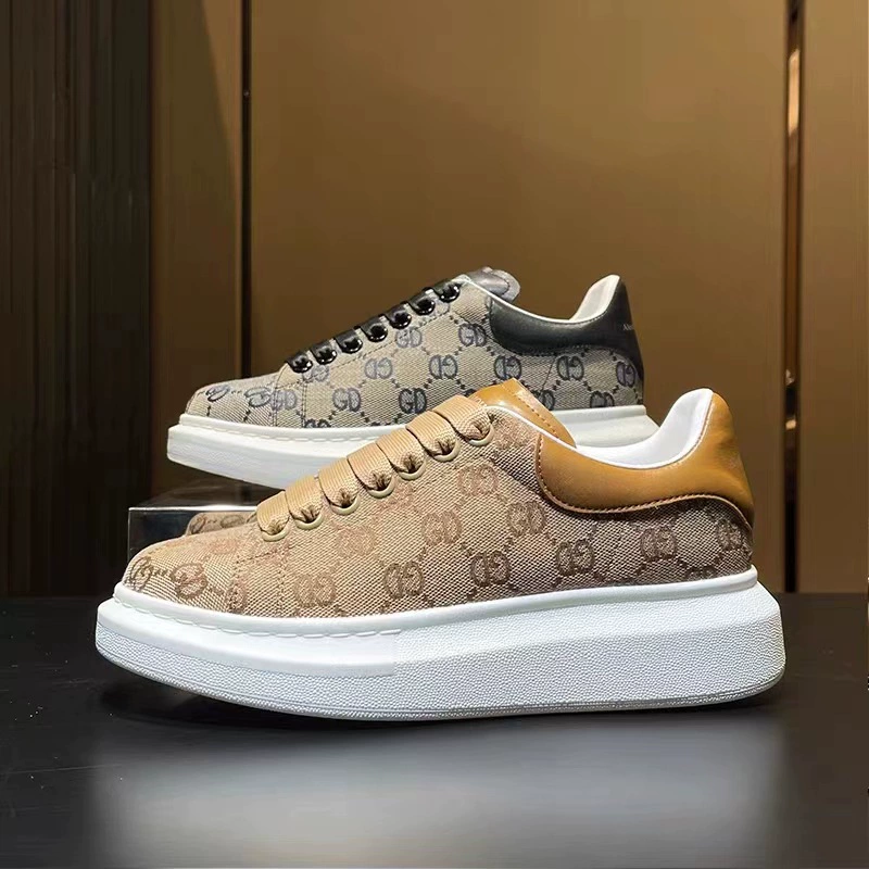 Канонические кроссовки McQueen мужские 2023 год новые универсальные вышитые кроссовки из холста корейский стиль модная повседневная обувь мужские дышащие кроссовки с высотой