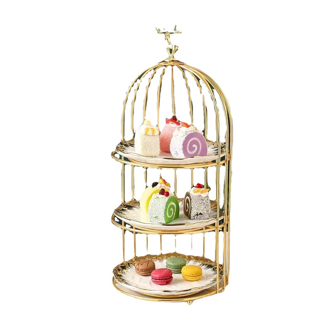 Estilo europeo de cerámica multi-capa plato de fruta creativa sala de estar casa tarde té caramelo postre estante postre pastel bandeja image 5