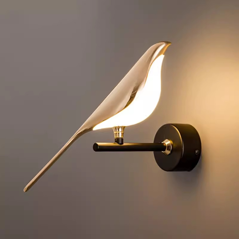 Creativo pájaro lámpara de pared dormitorio cabecera sala de estar pared moderna simple nórdica lujosa escalera de pasillo porche lámpara de pared