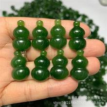 和田碧玉单面葫芦 波菜绿几乎无黑点 水头足 料子细腻厂家批发
