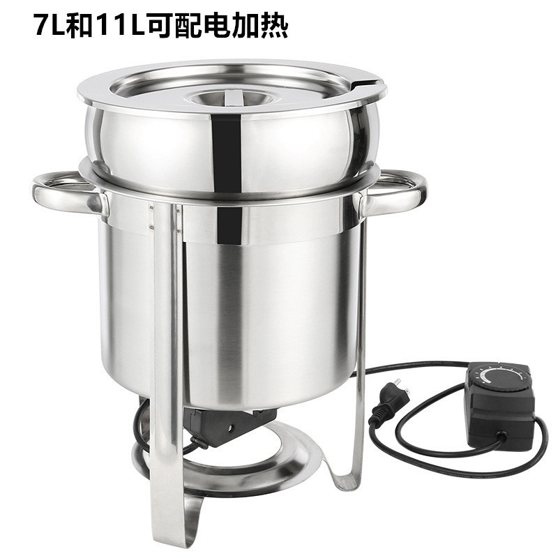 ステンレススープ炉経済費バイキング円形スープ桶に油桶アルコール電気加熱朝食保温粥水鍋|undefined