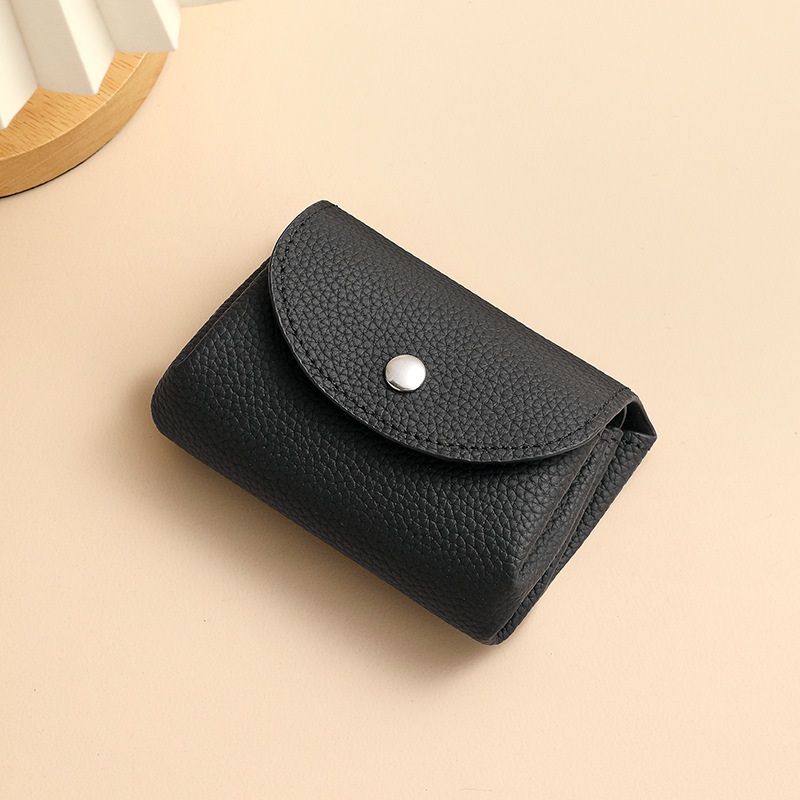 Japón y Corea del Sur creativo pu lichi piel billetera corta monedas lindas billetera de cambio doble capa pu mini billetera para mujeres