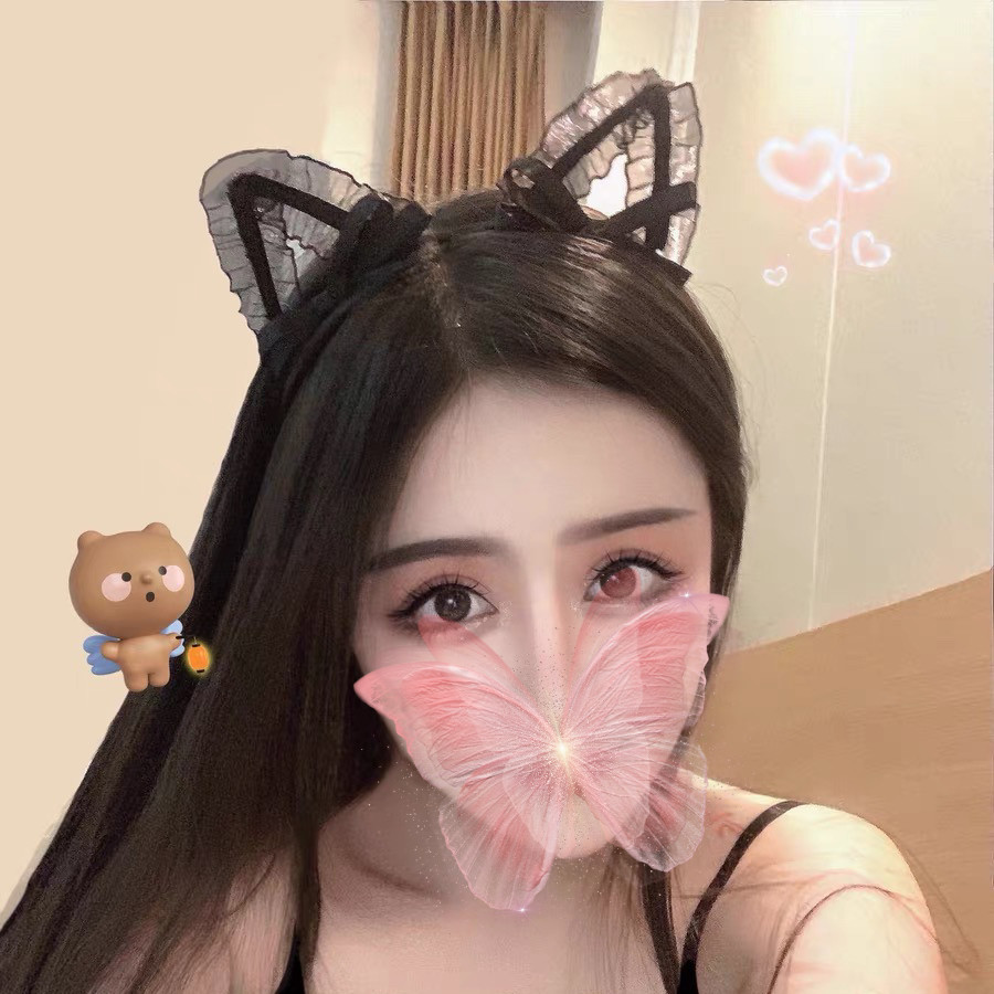 80g Weight Hair Band Hair Accessories Type 1 Piece Quantity Holiday, Stage Occasion Lace Material Bunny Ears, Cat Ear Pattern All Seasons Season Women's Gender Cute, Simple Style Style Cute Simple Style Women's Bunny Ears Cat Ear Lace Hair Band 1