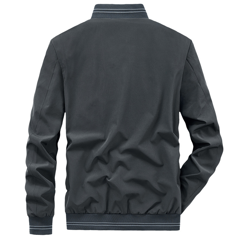 Men's Clothing double sided jacket men's loose casual dad top stand collar coat middle aged men's top_voghion.com