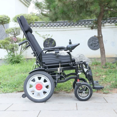 Reclining Electric Wheelchair, Intelligent Fully Automatic Folding Electric Wheelchair for the Elderly and Disabled, Mobility Scooter for the Elderly (Qatlanan elektrik velosipedlər) - black-frame-24v-12ah-lead-acid-battery-approximately-17-kilometers-of-range