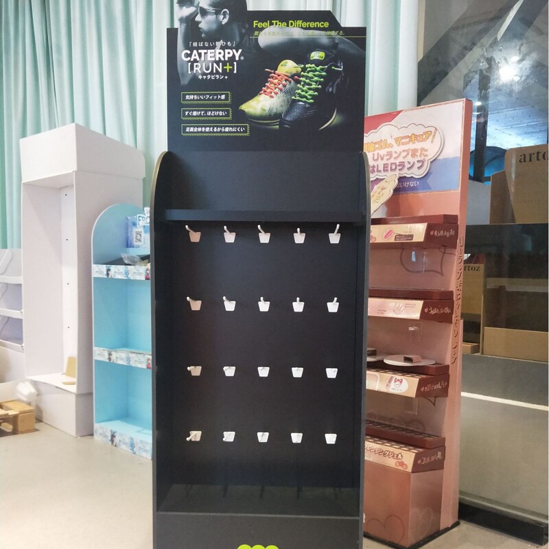 Supermarket Men's Socks Display Rack with Andy Board Bottom for Storage, Multi-Structure Hook Paper Display Stand, Single-Sided Floor-Standing Display Rack