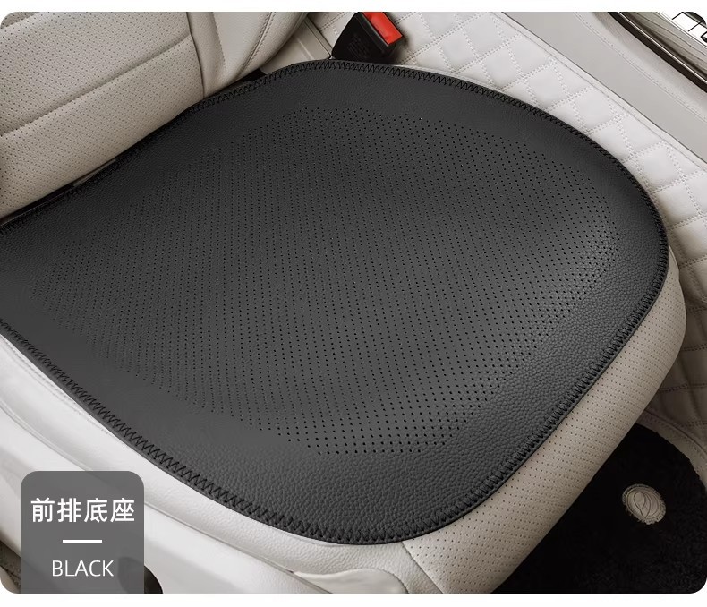Summer Nappa leather ventilated non-slip car seat cushion suitable for Mercedes-Benz and Tesla, white ultra-thin breathable seat pad