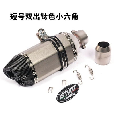 Exhaust pipe modified small hexagon - short-double-silver-small-hexagon-labeling