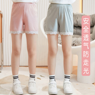 Children's Summer Lace Safety Pants Ice Silk Base Boxer Shorts Girls Cool Safety Pants with Skirt