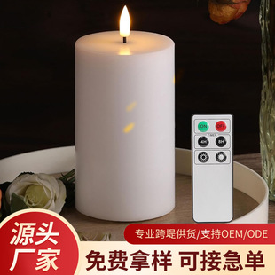 Cylindrical Smooth Flat Bullet Digital Candle Hotel Holiday Decoration Lighting Remote Control Led Digital Candle