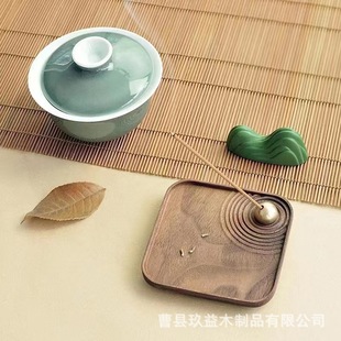 Creative walnut incense base indoor Zen incense line incense wooden incense tray household sandalwood base