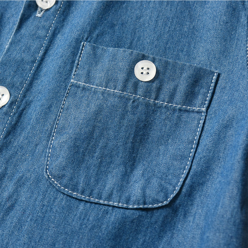 Camisa de manga larga de todo fósforo para niños, otoño, chaqueta casual de mezclilla fina de abanico de moda para niños, camisa de solapa coreana para niños kids