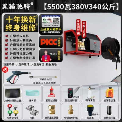 Wall-Mounted High-Power Cleaning Machine Water: Car washing machine - italian-brand-pump-head-380v55kw-340kg-pressure-20m-steel-wire-pipe-automatic-pipe-retractor