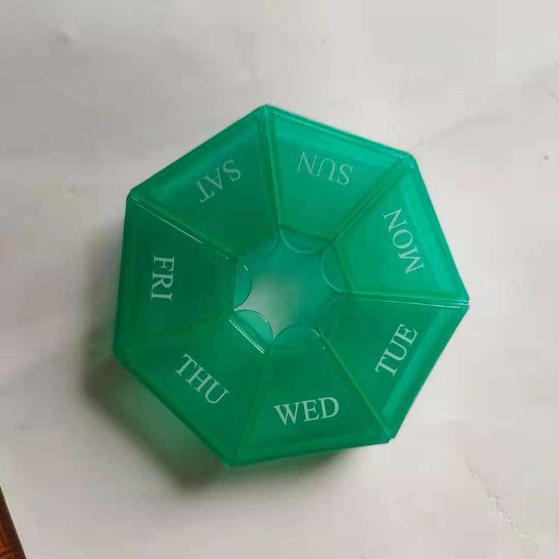 Caja de Medicina de 7 esquinas para una semana Ronda 7-rejilla portátil pequeña caja de la medicina para una semana Mini 7 días portátil caja de joyería de la medicina