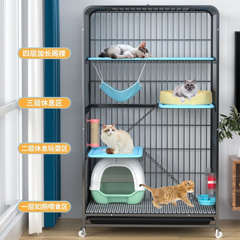 고양이 케이지 가정용 실내 대형 자유 공간 화장실이 있는 이중층 고양이 빌라 고양이 집 고양이 케이지