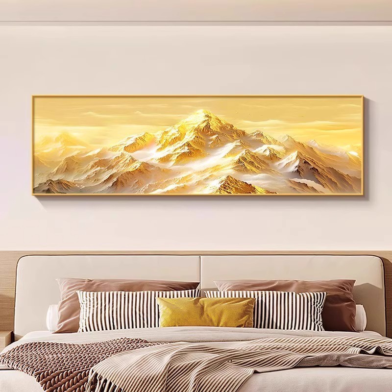新款日照金山沙发背景墙装饰画背靠金山客厅壁画夫妻主卧床头挂画|undefined