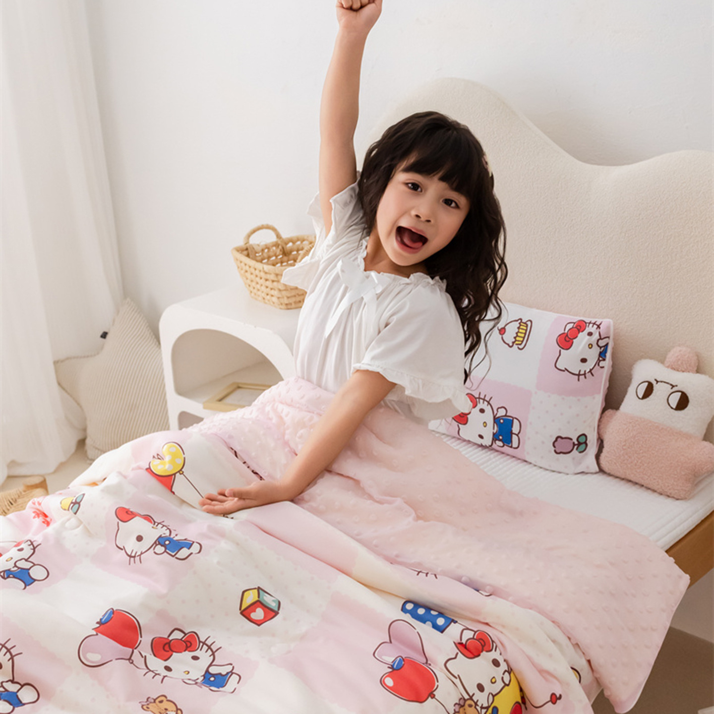 Sanrio kt felino seda helada frijoles edredón de verano niños dibujos animados edredón de verano bebé edredón de aire acondicionado de verano edredón delgado