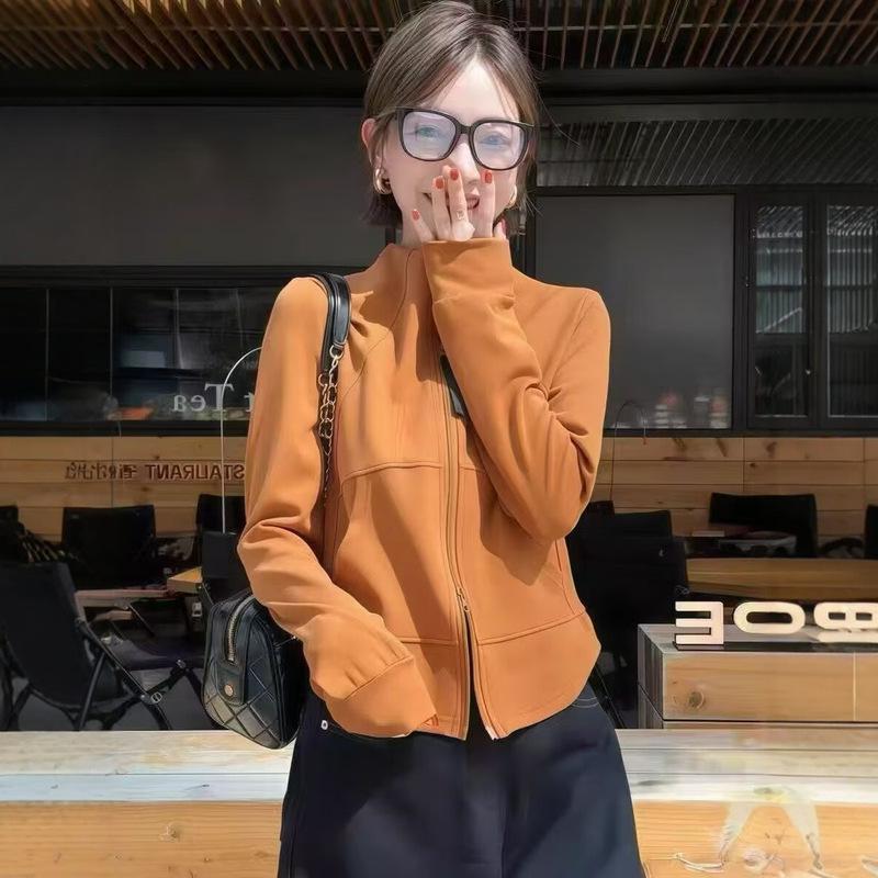 Slim Fit Zipper Thin Sweatshirt for Women 2025 Autum New Fashion Outdoor Casual Versatile Work Clothing Top