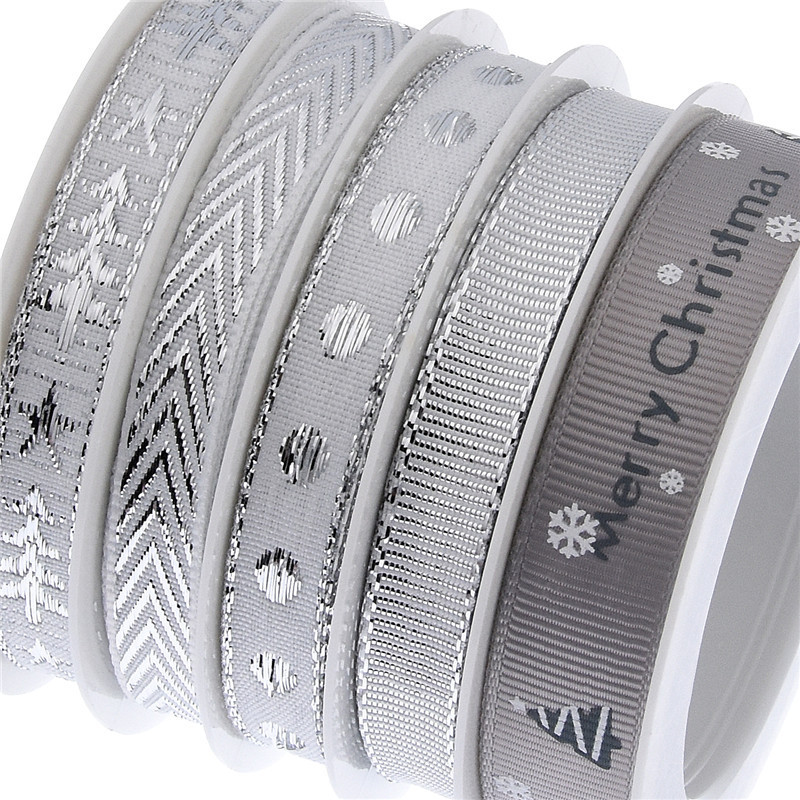 Nuevo paquete de regalo de impresión transfronteriza de cintas de Navidad de decoración de árbol de Navidad bordado jacquard set