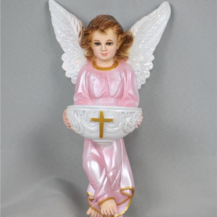 33cm ángel de agua sagrada colgante de resina iglesia gabinete de televisión de pared artesanía 30 - 40